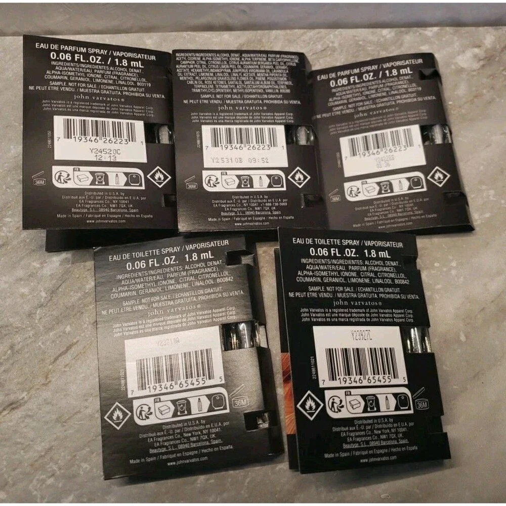 5x John Varvatos XX Intense assortments 1.8ml Sample Spray